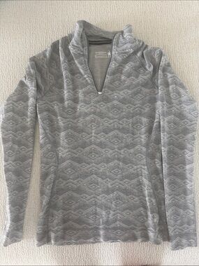 Smartwool Women's Gray Patterned Quarter-Zip Turtleneck Sweater